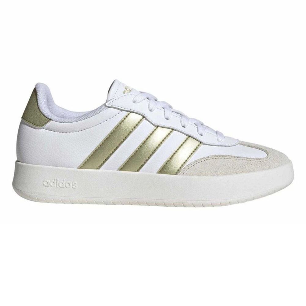 Adidas Mens Barreda 3 Stripes Low Platform Sneakers / White/Gold